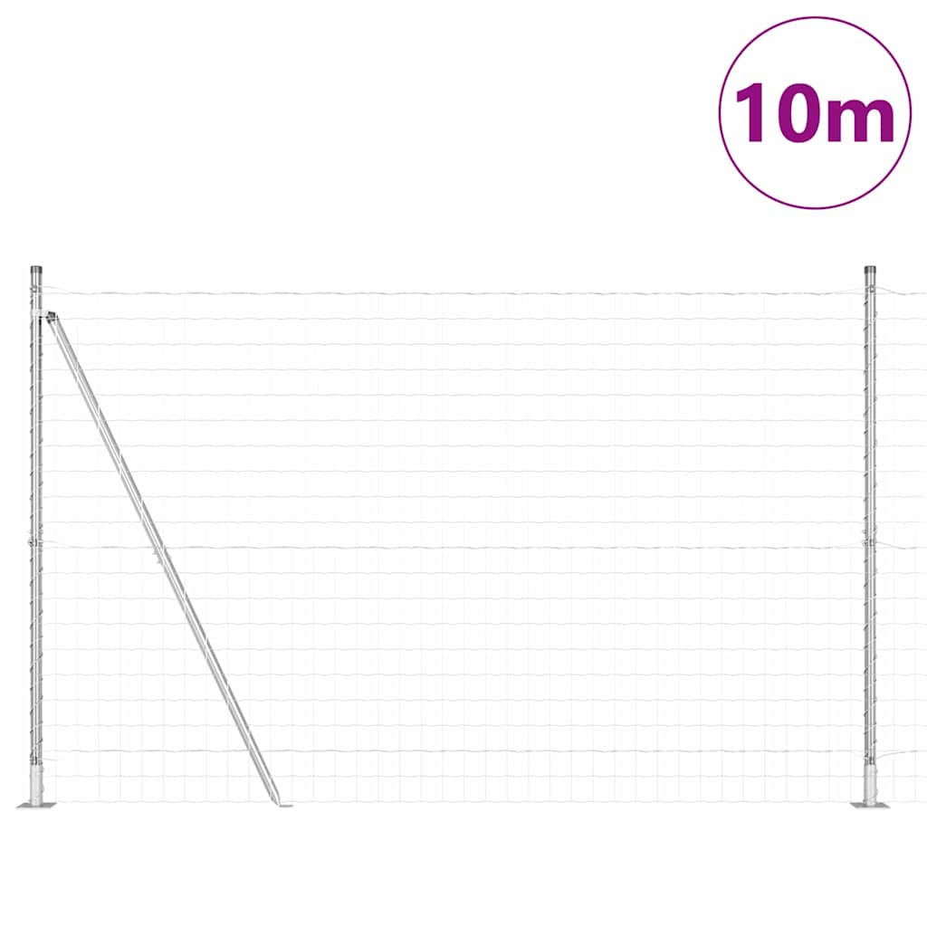 Ograda s postovima Srebrno 1,4 x 10 m Čelik