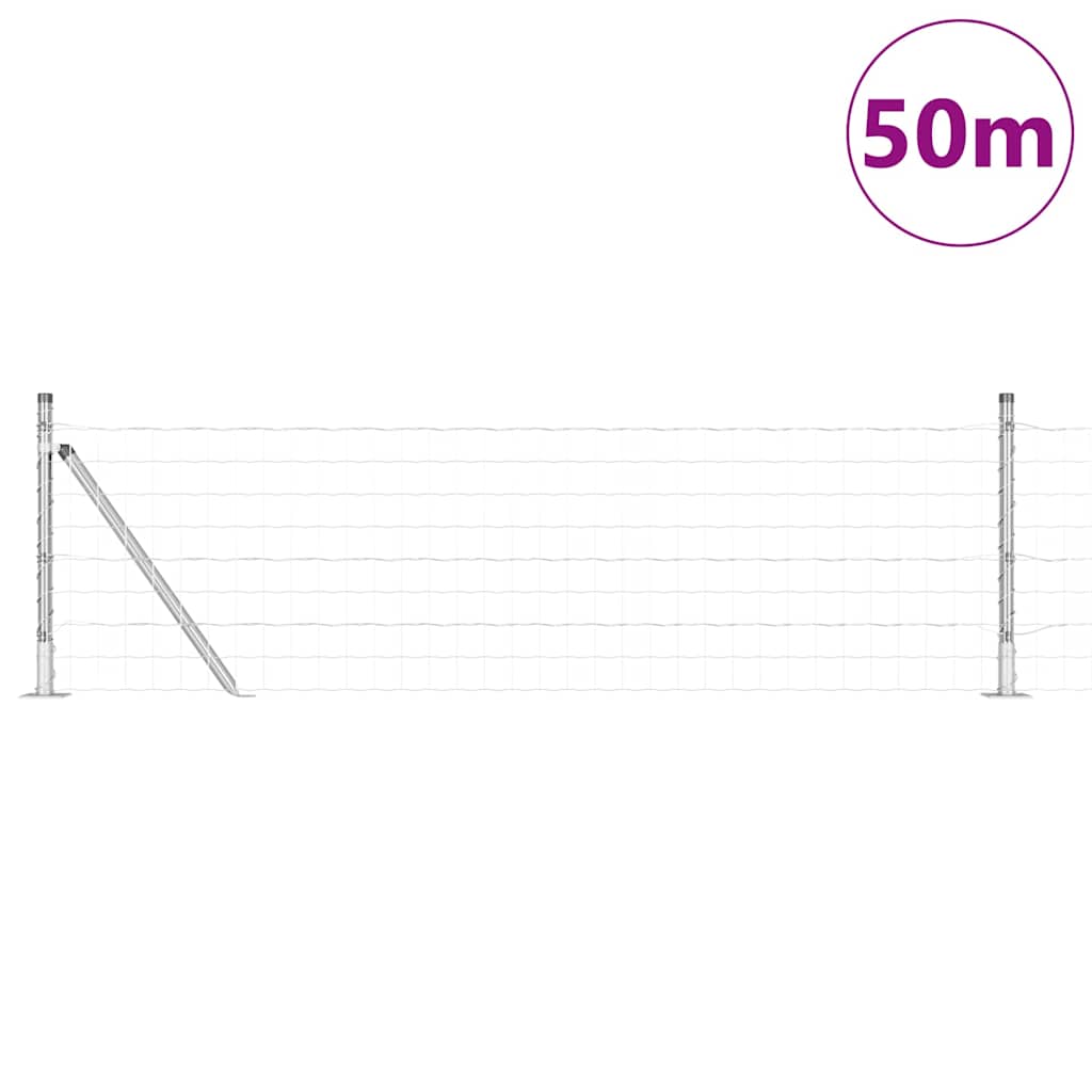 Vanjski Euro Ograda s Betonskom Podlogom 50 x 0,6 m Srebrna