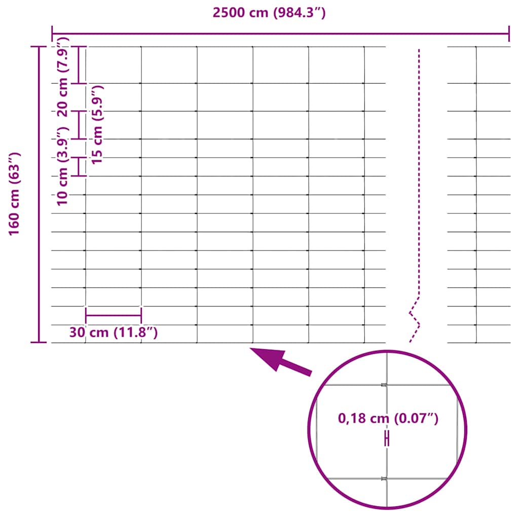 Temeljna zavarena žičana ograda 25 x 1,6 m (Š x V)