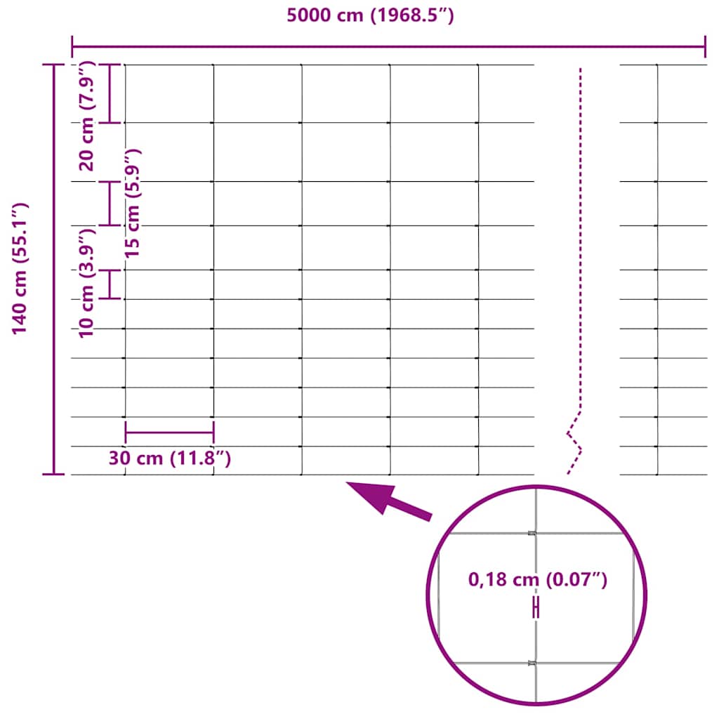 Temeljna zavarena žičana ograda 50 x 1,4 m (Š x V)