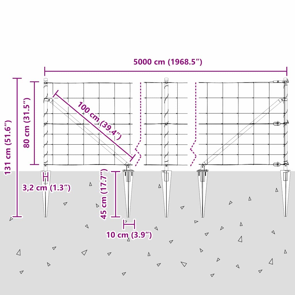 Stup za ogradu Galvanizirano 50 x 0,8 m Čelik