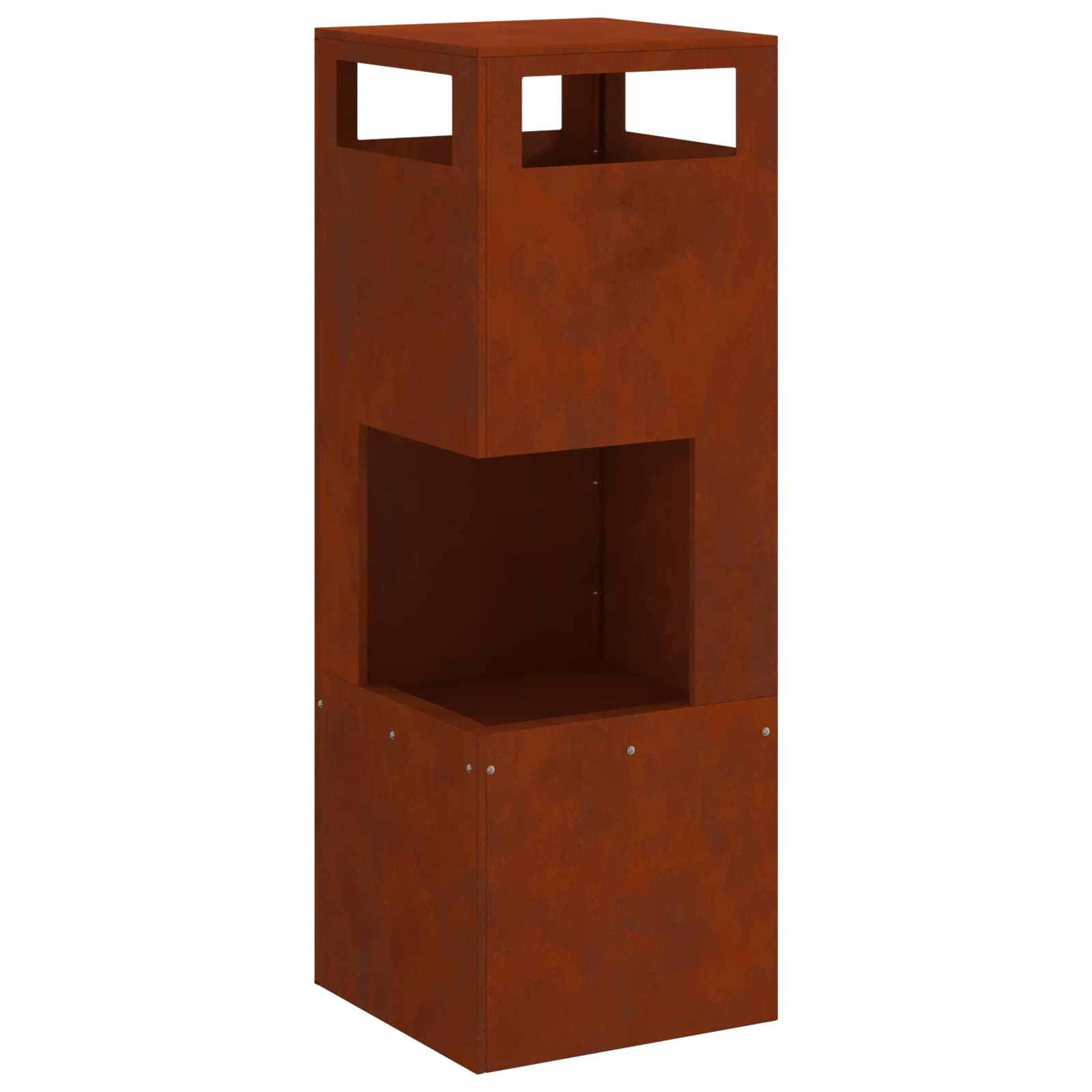 Kamin Smeđa 35 x 35 x 100 cm Čelik otporan na vremenske uvjete