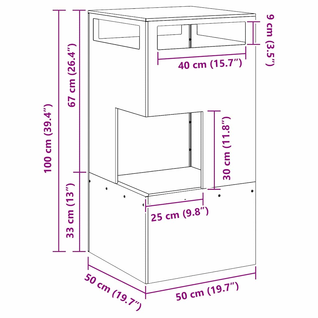 Kamin Crna 50 x 50 x 100 cm Čelik