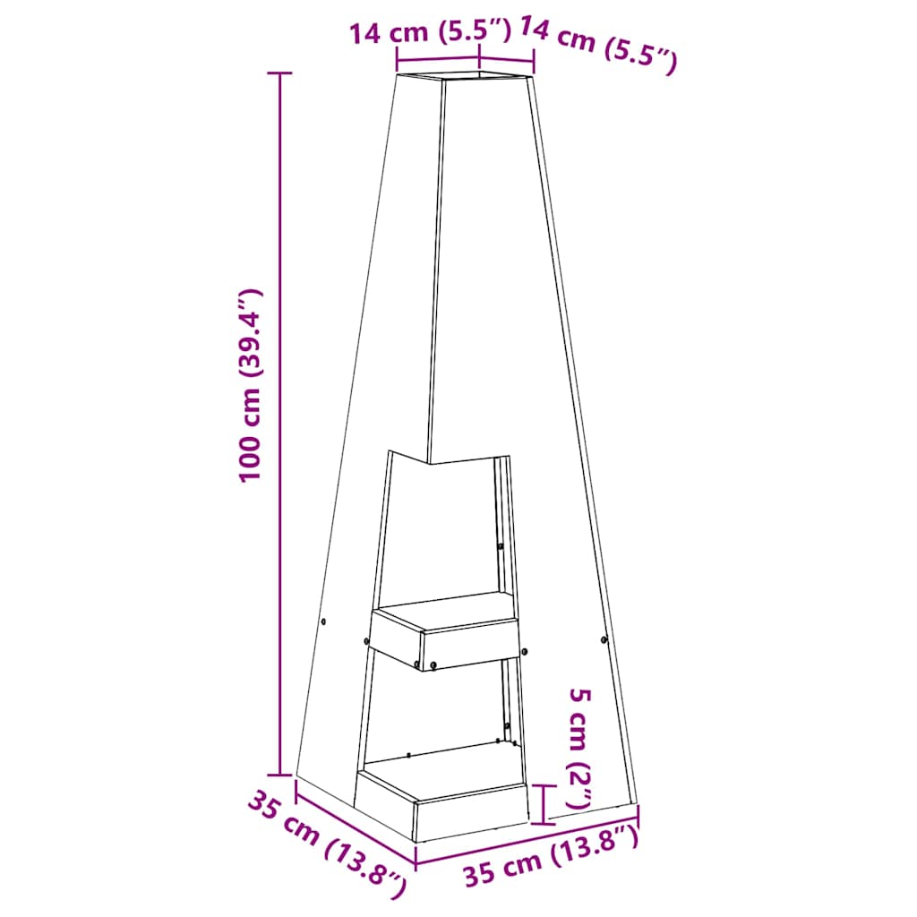 Kamin Crna 35 x 35 x 100 cm Čelik