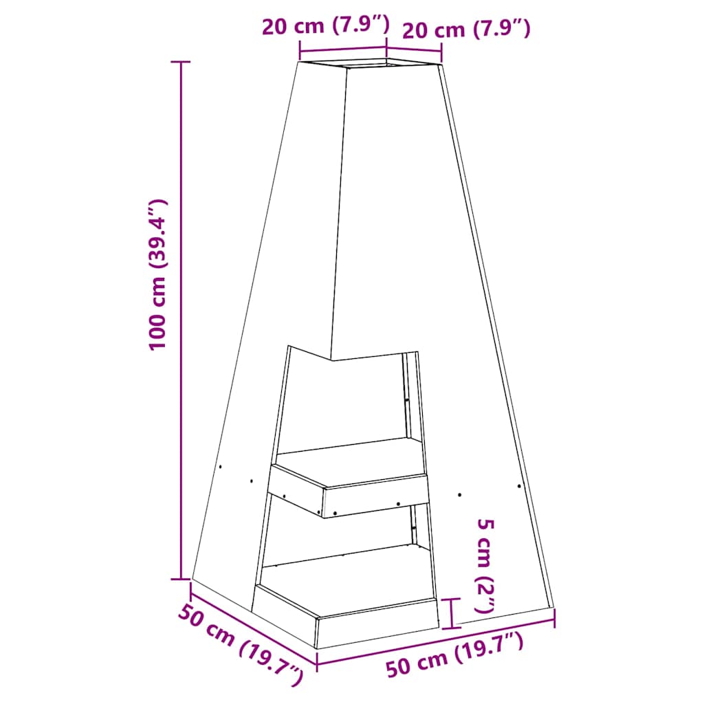 Kamin Crna 50 x 50 x 100 cm Čelik