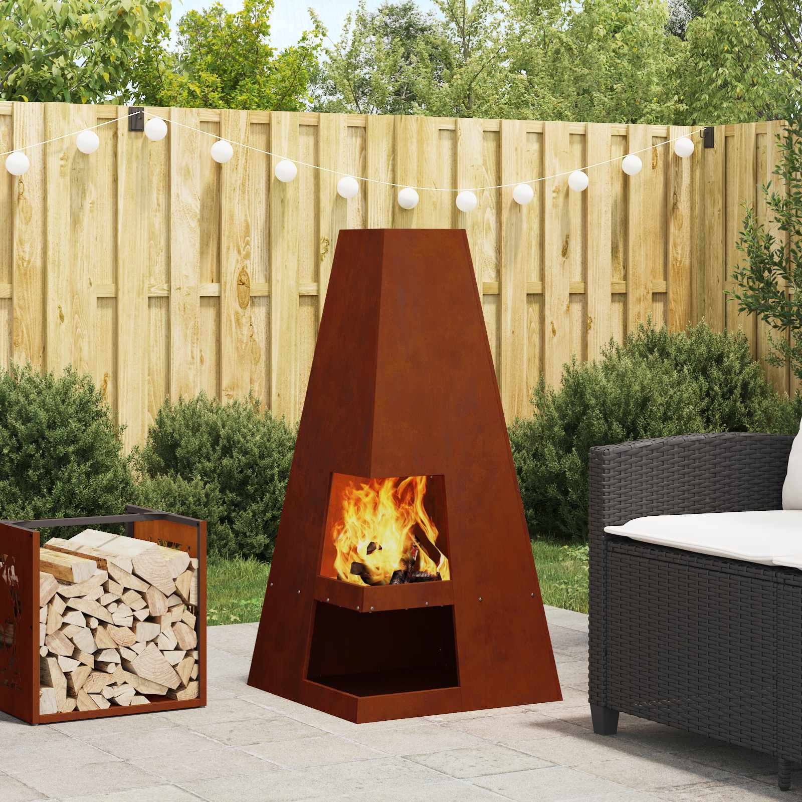 Kamin Smeđa 50 x 50 x 100 cm Čelik otporan na vremenske uvjete