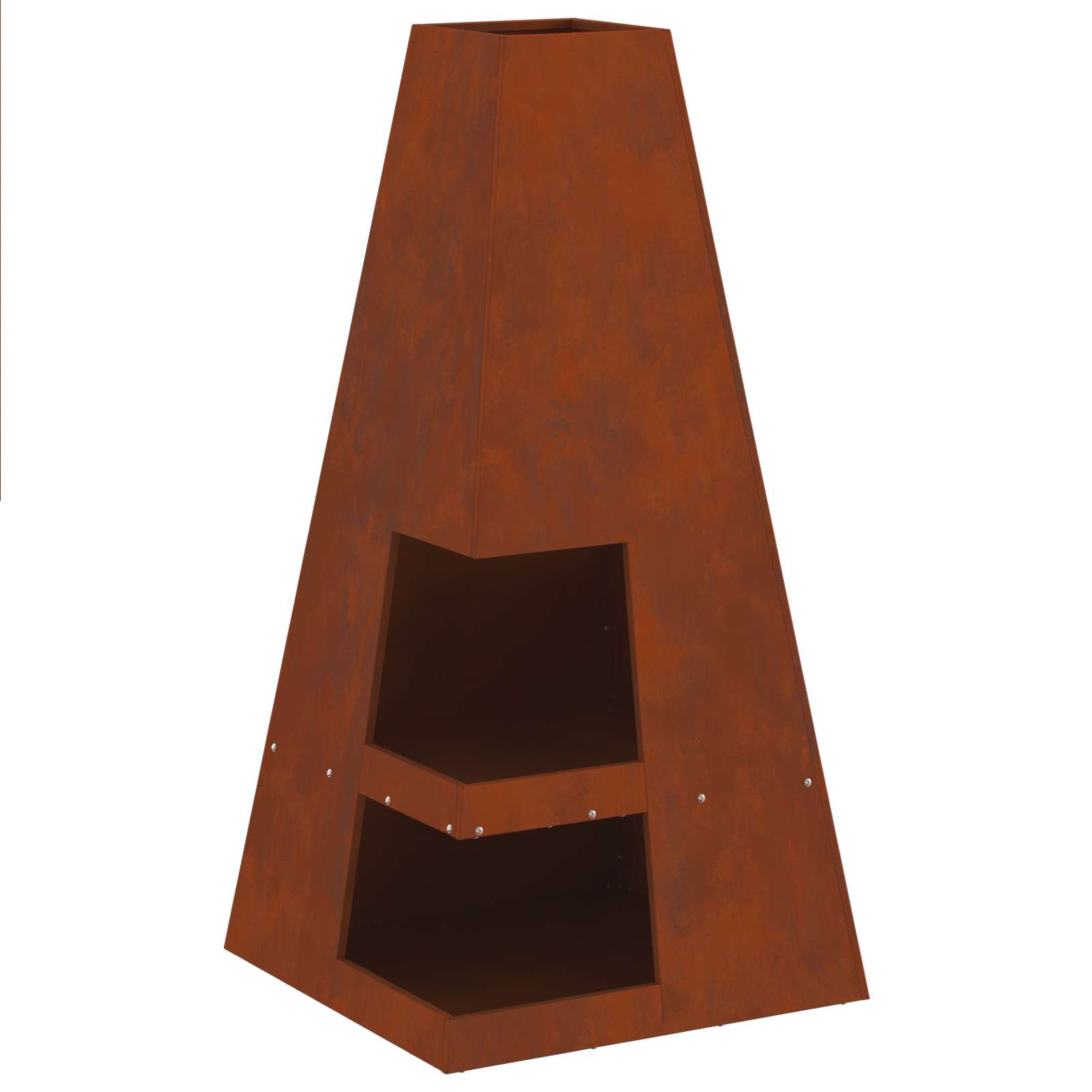 Kamin Smeđa 50 x 50 x 100 cm Čelik otporan na vremenske uvjete