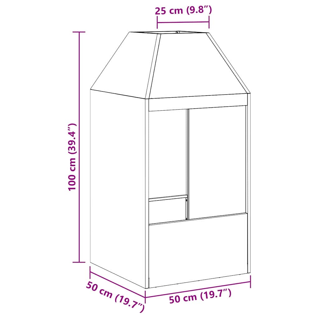 Kamin Crna 50 x 50 x 100 cm Čelik