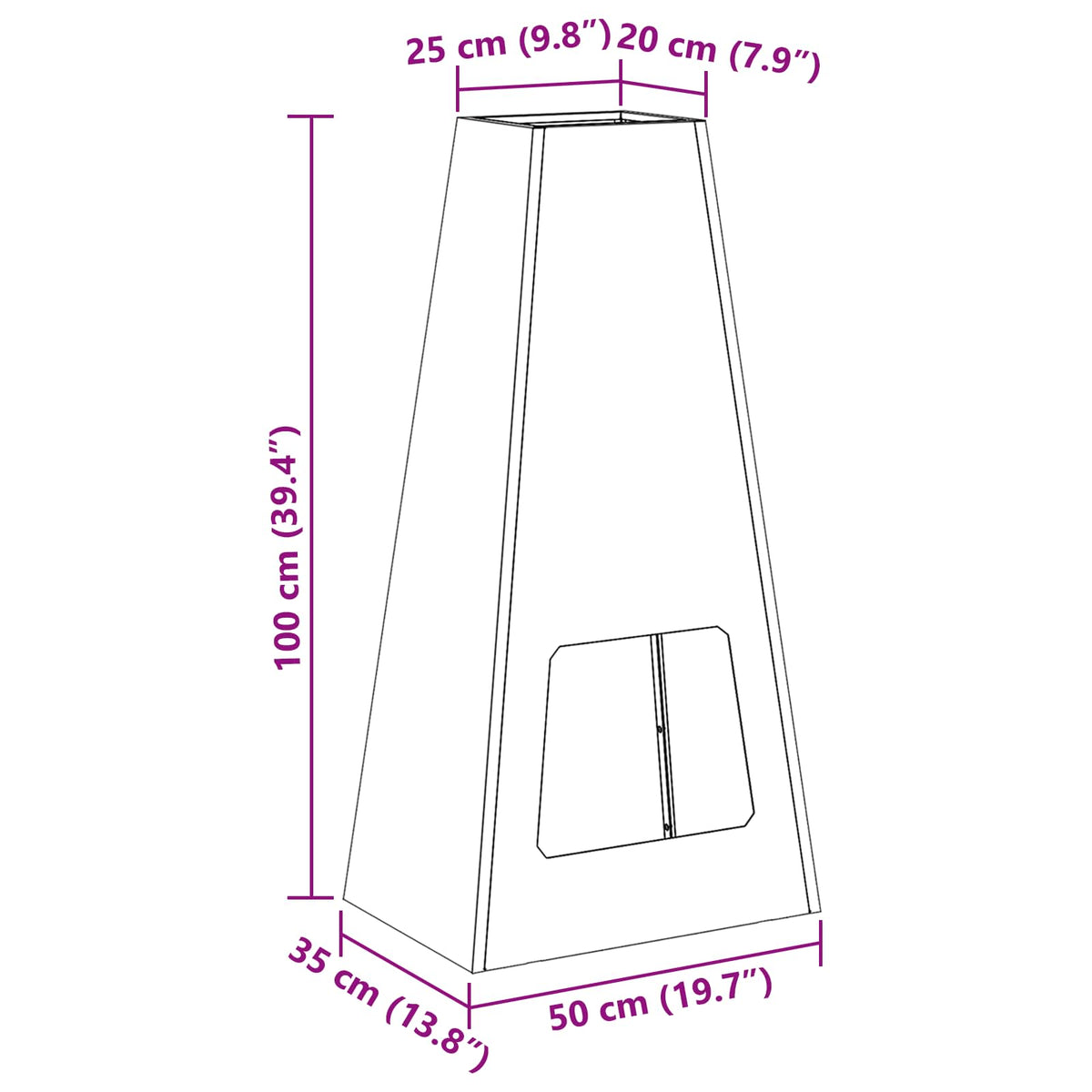 Kamin Crna Veličina 50 x 35 x 100 cm Čelik
