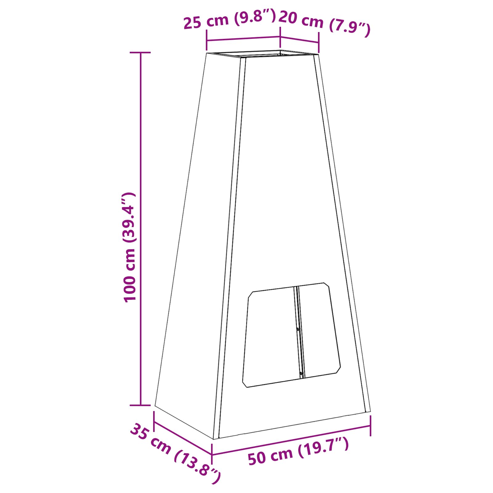 Kamin Smeđa Veličina 50 x 35 x 100 cm