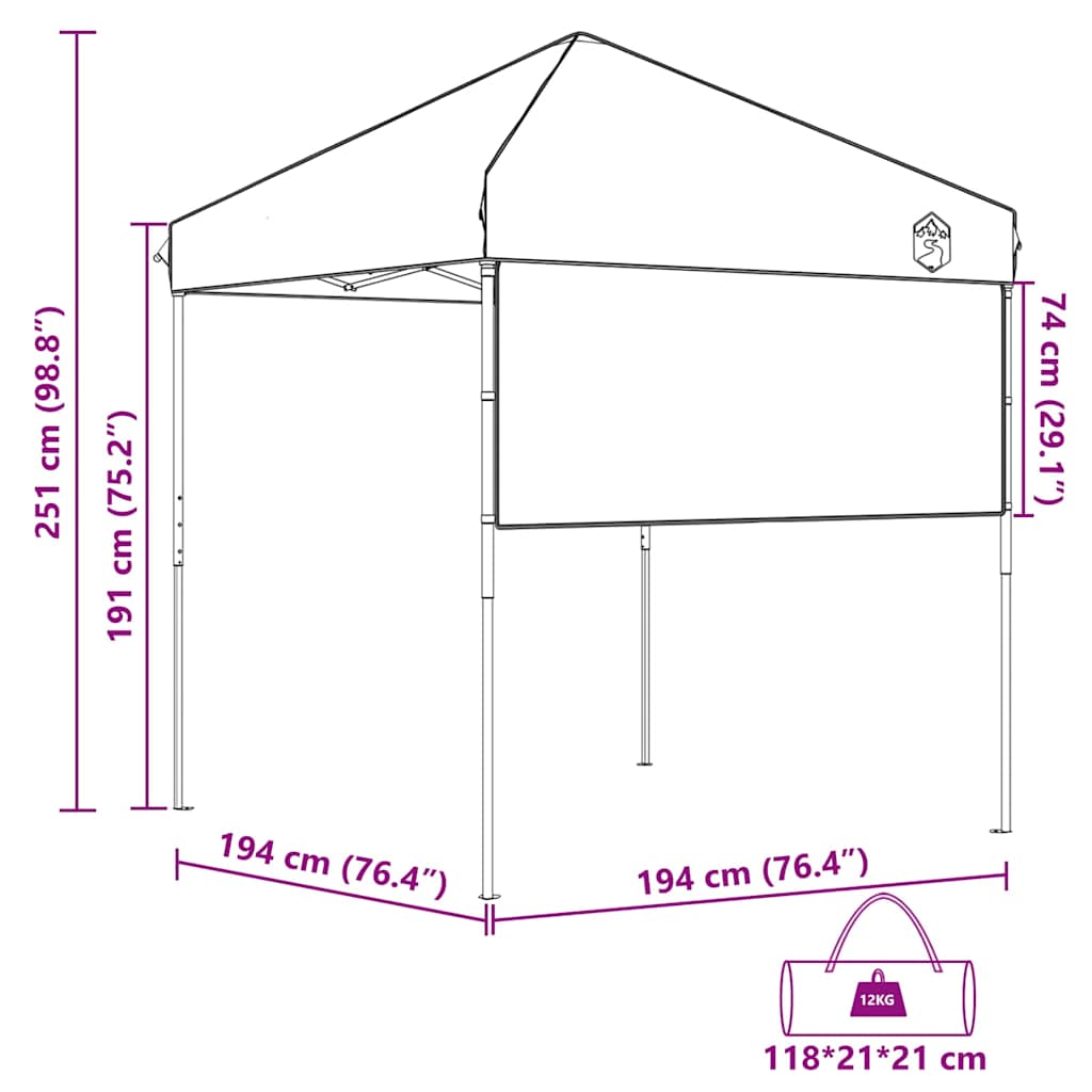 Šator s nadstrešnicom Plava 194 x 194 x 251 cm tkanina
