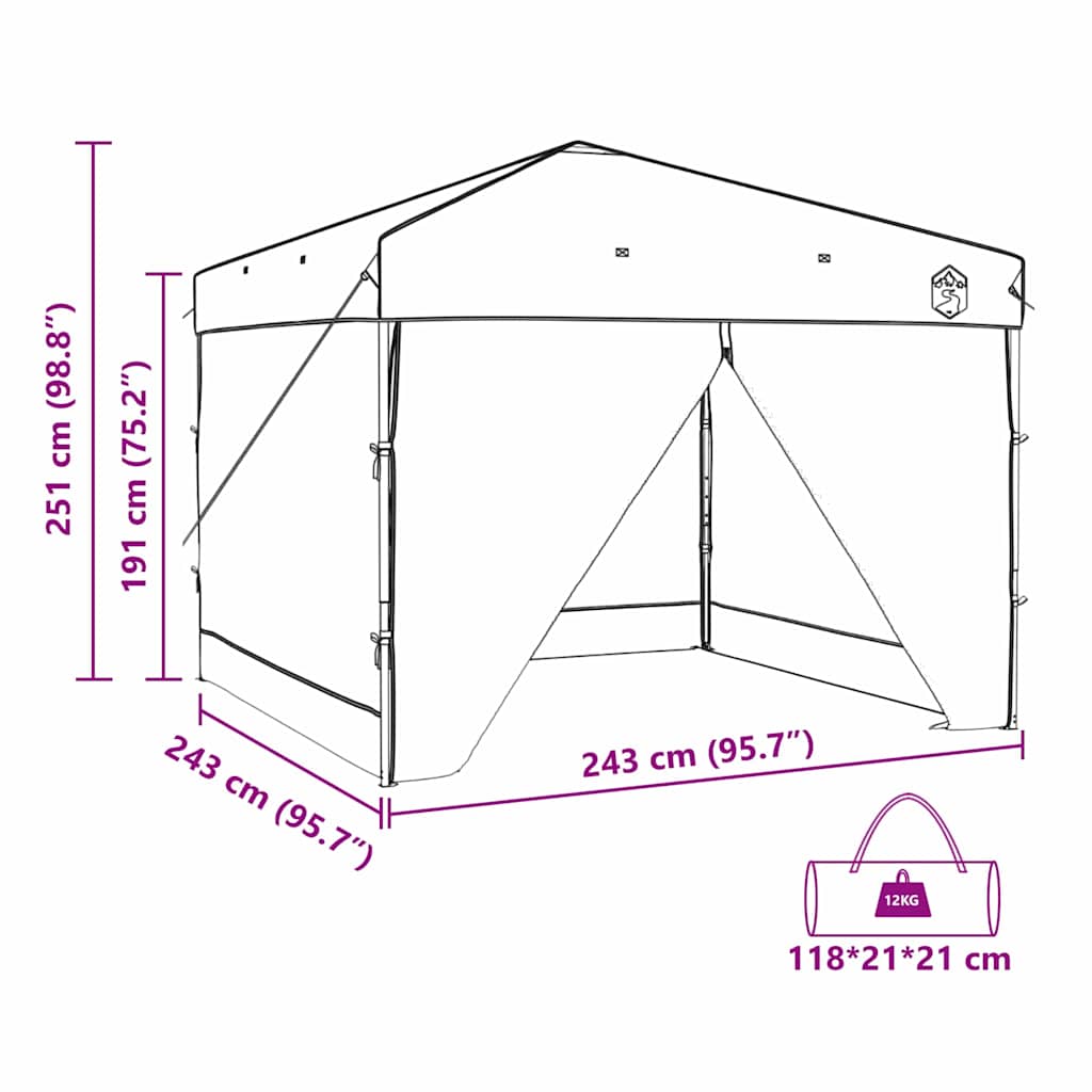 Šator s nadstrešnicom Plava 243 x 243 x 251 cm tkanina