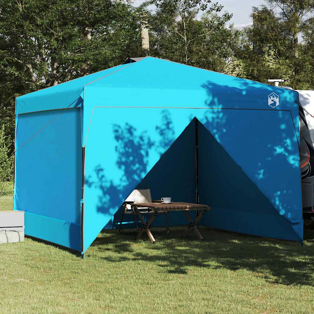 Šator s nadstrešnicom Plava 290 x 290 x 251 cm tkanina