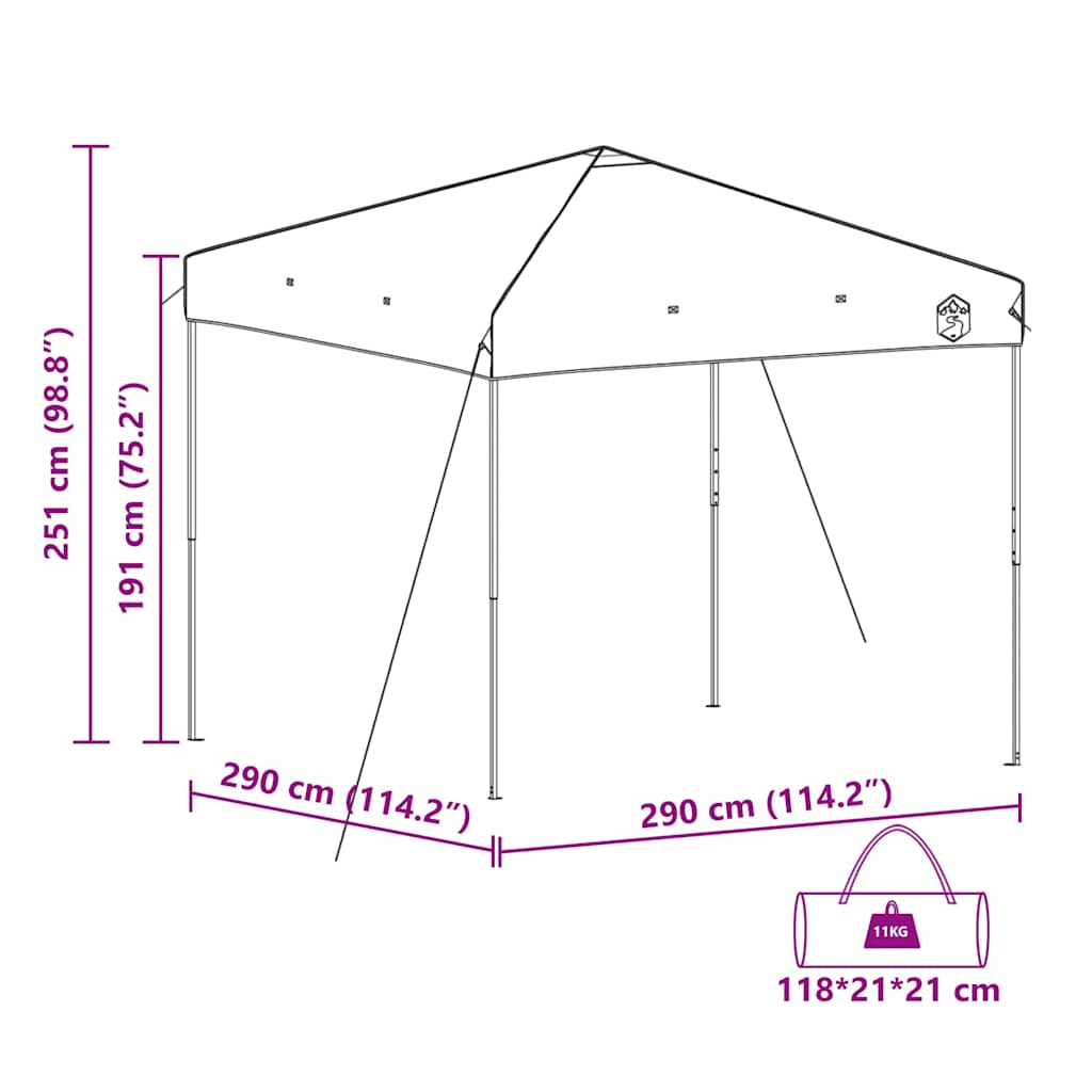 Šator s nadstrešnicom Plava 290 x 290 x 251 cm tkanina
