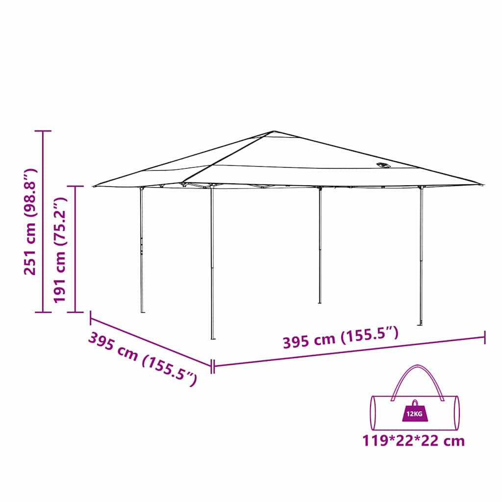 Šator s nadstrešnicom Plava 395 x 395 x 251 cm tkanina
