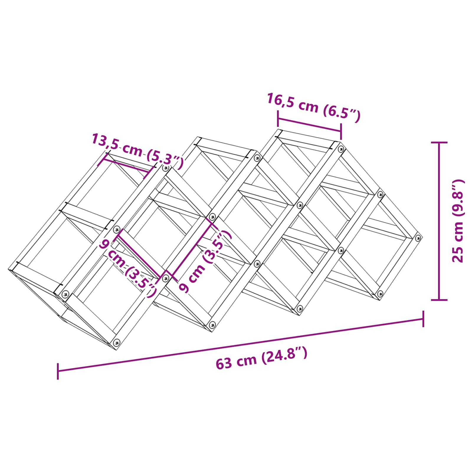 Stalak za vino Crni hrast 63 x 16,5 x 25 cm