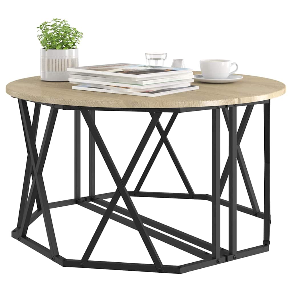 Kava Stol Sonoma hrast 80 x 80 x 42 cm Inženjerska drva i čelik