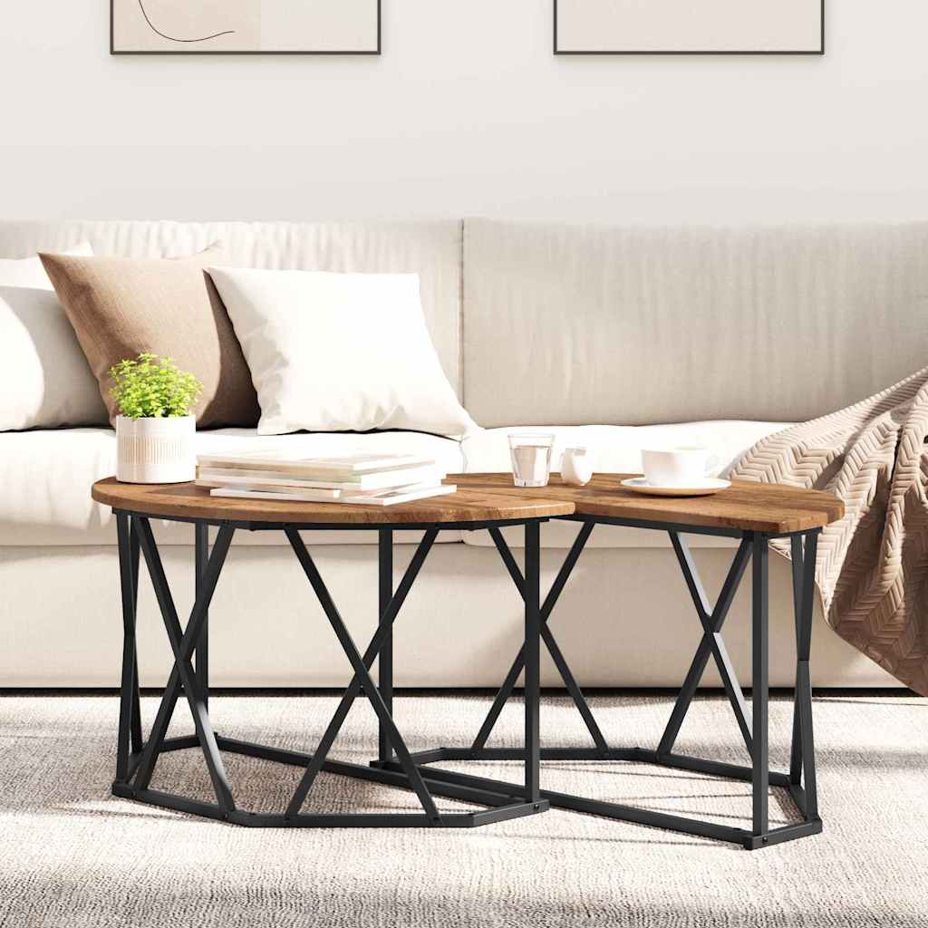 Kava Stol Staro drvo 80 x 80 x 42 cm Inženjerska drva i čelik