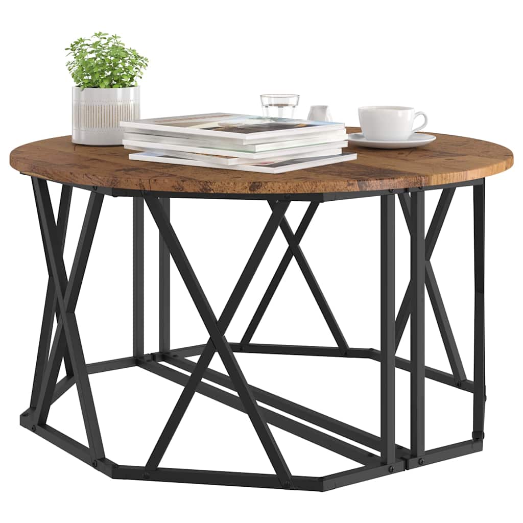 Kava Stol Staro drvo 80 x 80 x 42 cm Inženjerska drva i čelik