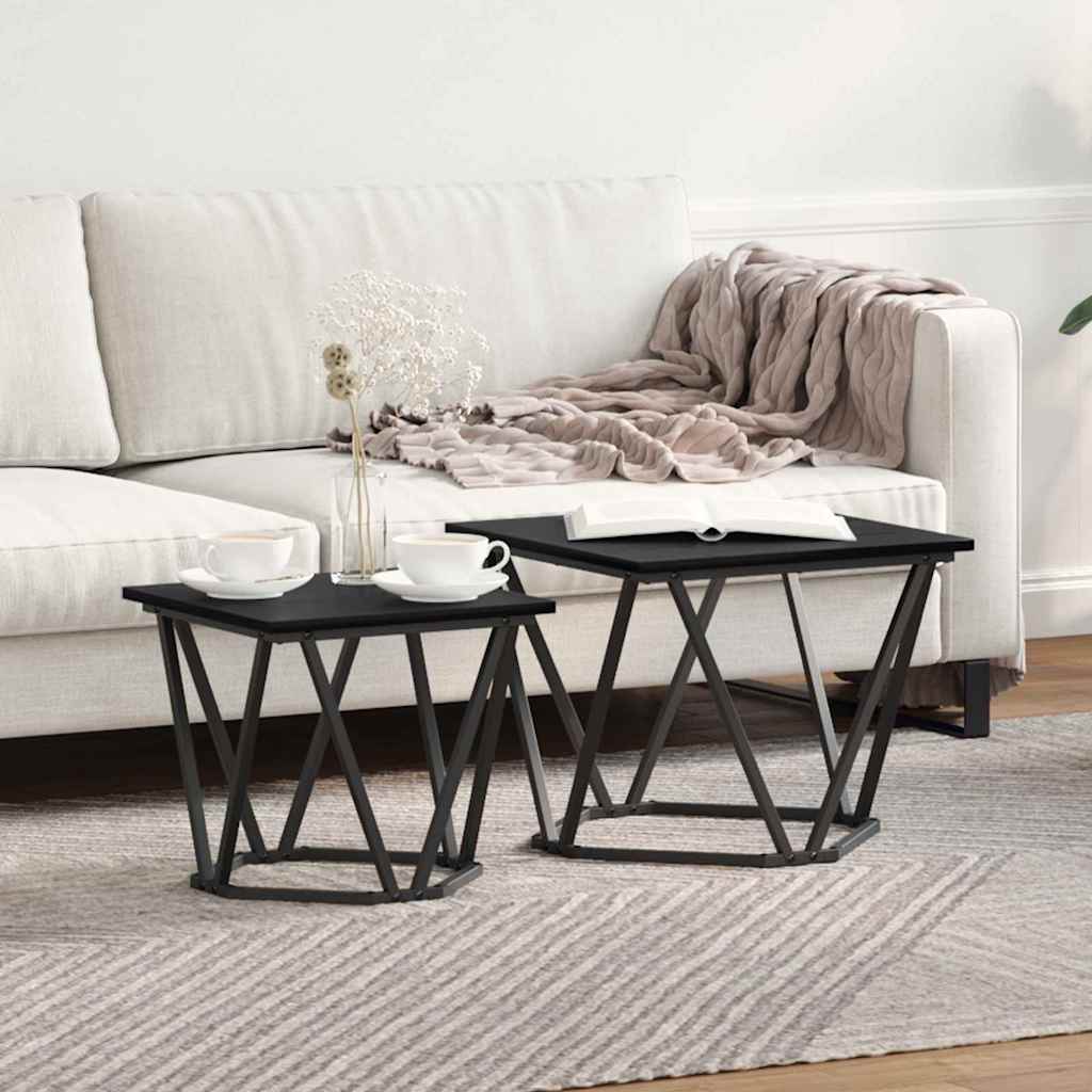 Set pomoćnih stolića 2 pcs Crni hrast 50 x 50 x 40 cm