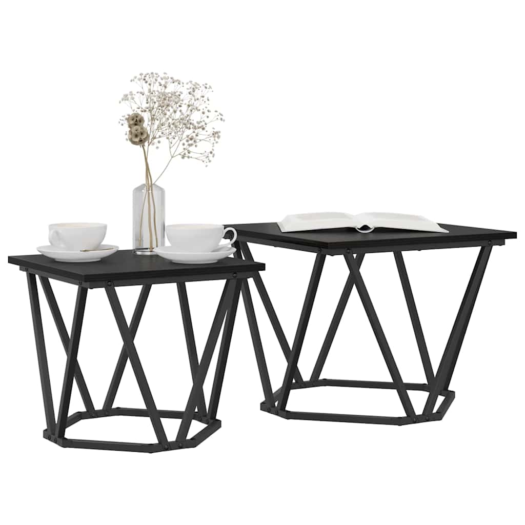 Set pomoćnih stolića 2 pcs Crni hrast 50 x 50 x 40 cm