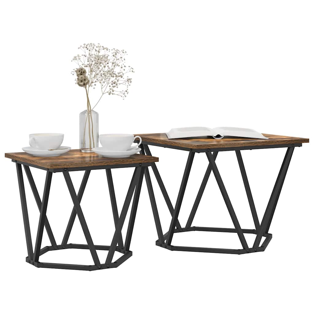 Set pomoćnih stolića 2 pcs Dimljeni hrast