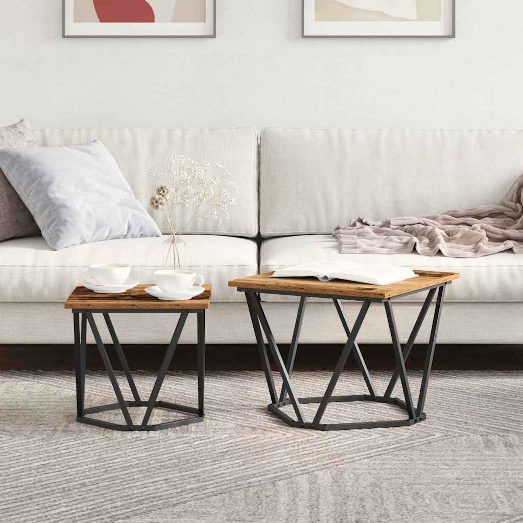 Set pomoćnih stolića 2 pcs obnovljeno drvo
