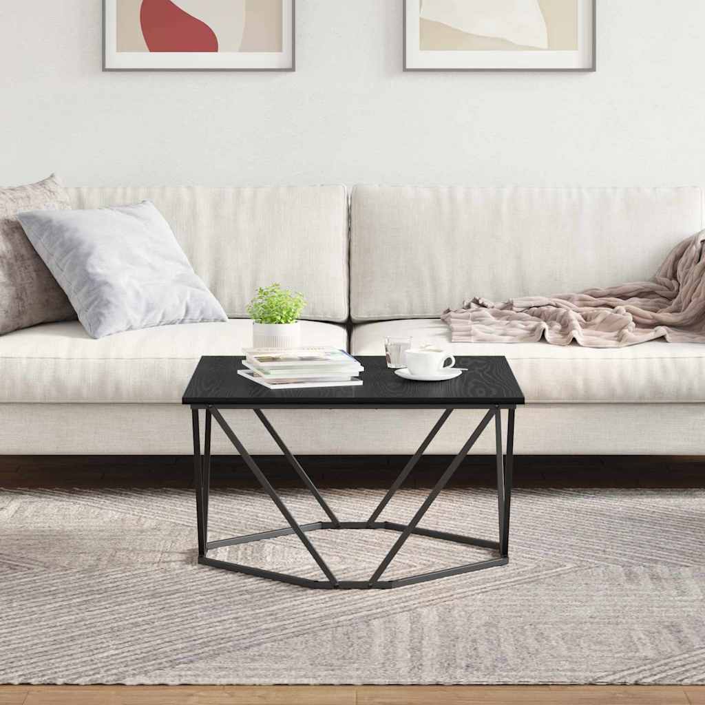 Kava Stol Crni hrast 80 x 80 x 45 cm Inženjerska drva i čelik