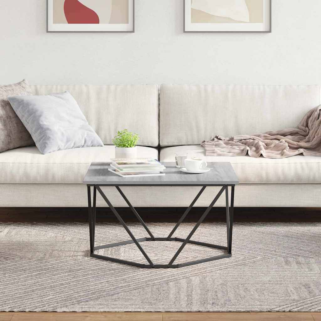 Kava Stol Siva Sonoma 80 x 80 x 45 cm Inženjerska drva i čelik