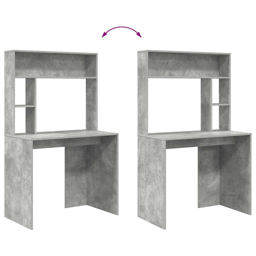 Stol s policom Betonski sivi 91 x 50 x 149 cm Konstruirano drvo