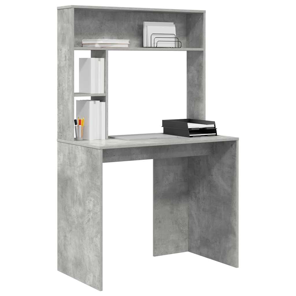 Stol s policom Betonski sivi 91 x 50 x 149 cm Konstruirano drvo