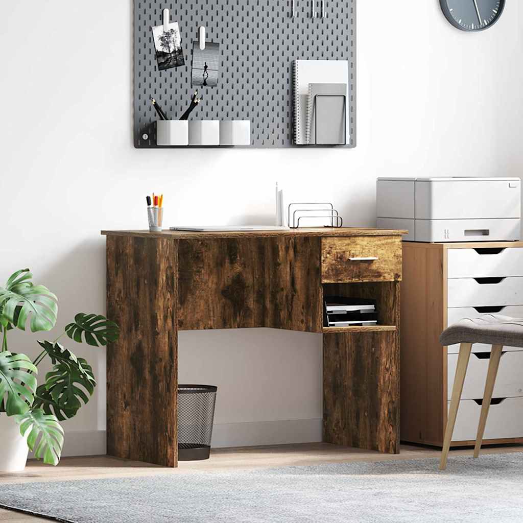 Stol s policom Dimljeni hrast 90 x 49 x 75 cm Konstruirano drvo