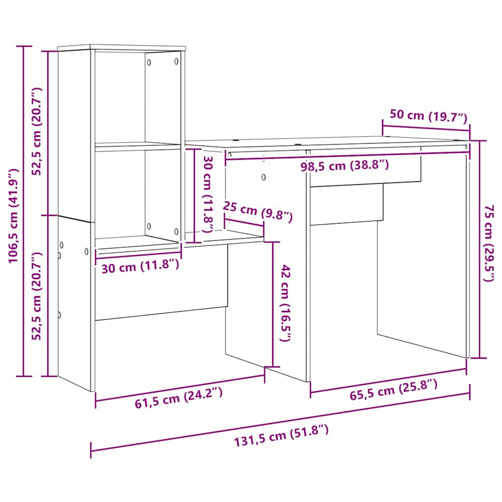 Stol s policom Bijelo 131,5 x 50 x 106,5 cm Konstruirano drvo