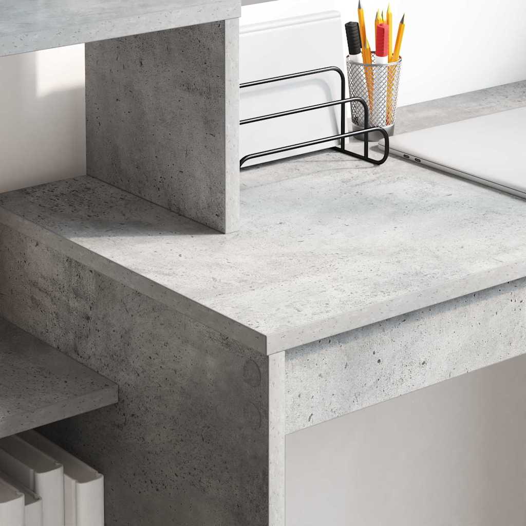 Stol s policom Betonski sivi 100 x 40 x 90 cm Konstruirano drvo