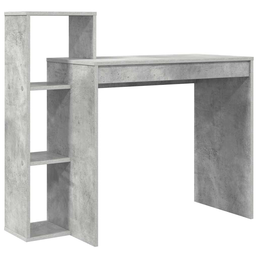 Stol s policom Betonski sivi 100 x 40 x 90 cm Konstruirano drvo