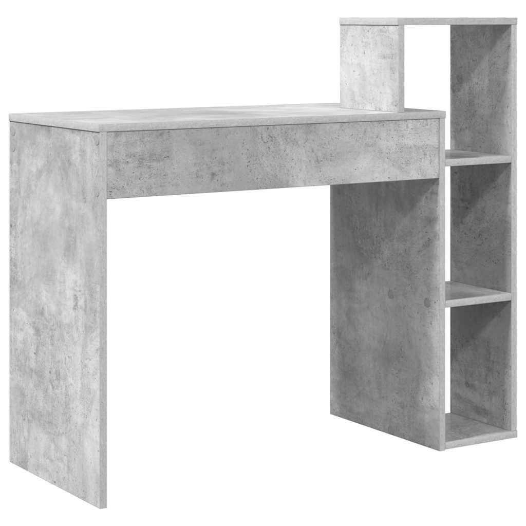 Stol s policom Betonski sivi 100 x 40 x 90 cm Konstruirano drvo