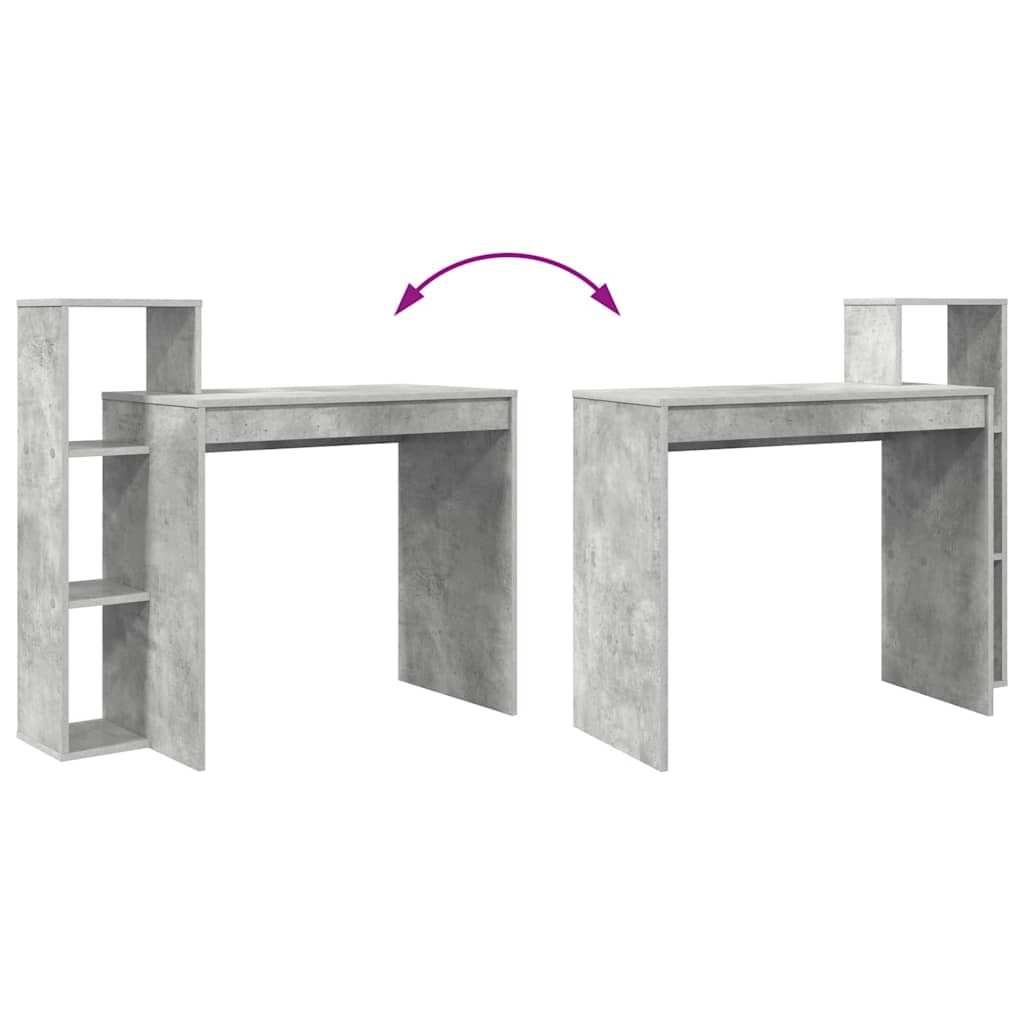 Stol s policom Betonski sivi 100 x 40 x 90 cm Konstruirano drvo