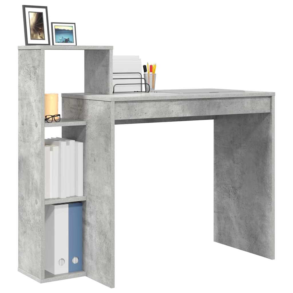 Stol s policom Betonski sivi 100 x 40 x 90 cm Konstruirano drvo