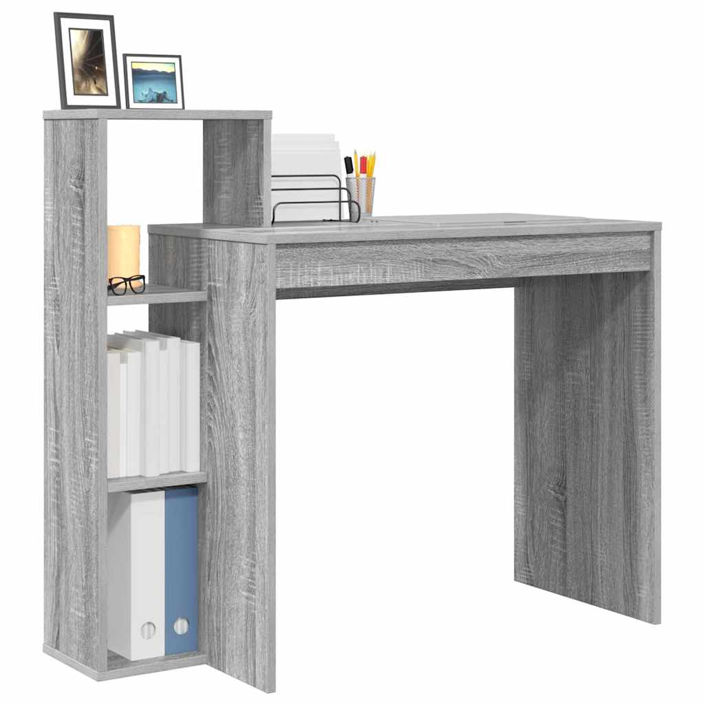 Stol s policom Siva Sonoma 100 x 40 x 90 cm Konstruirano drvo