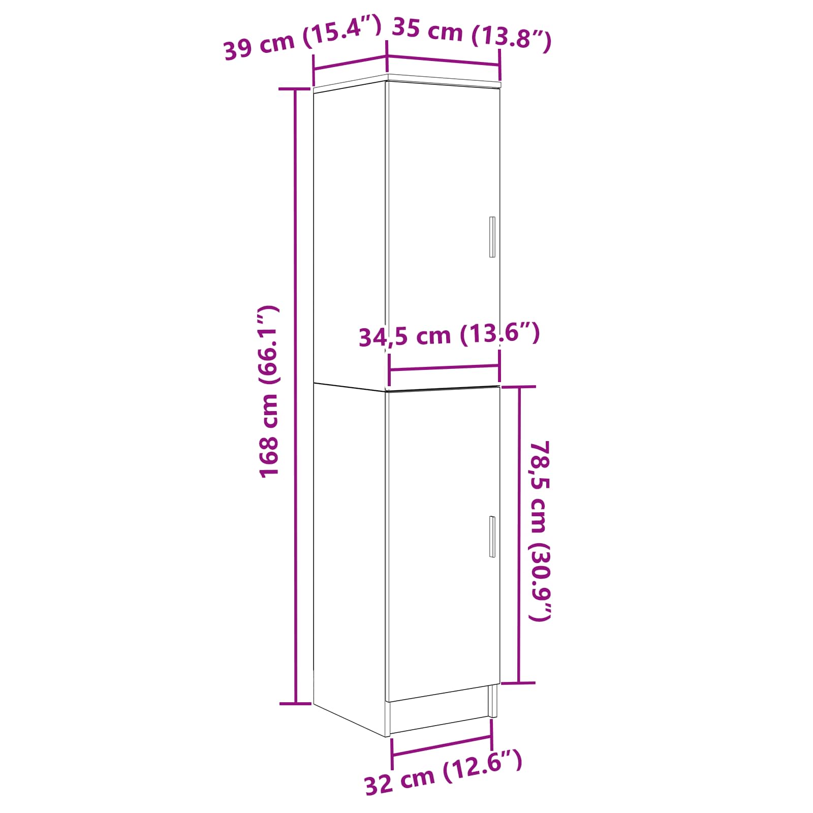 Highboard Sonoma hrast 35 x 39 x 168 cm