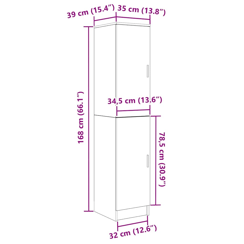 Highboard Betonski sivi 35 x 39 x 168 cm
