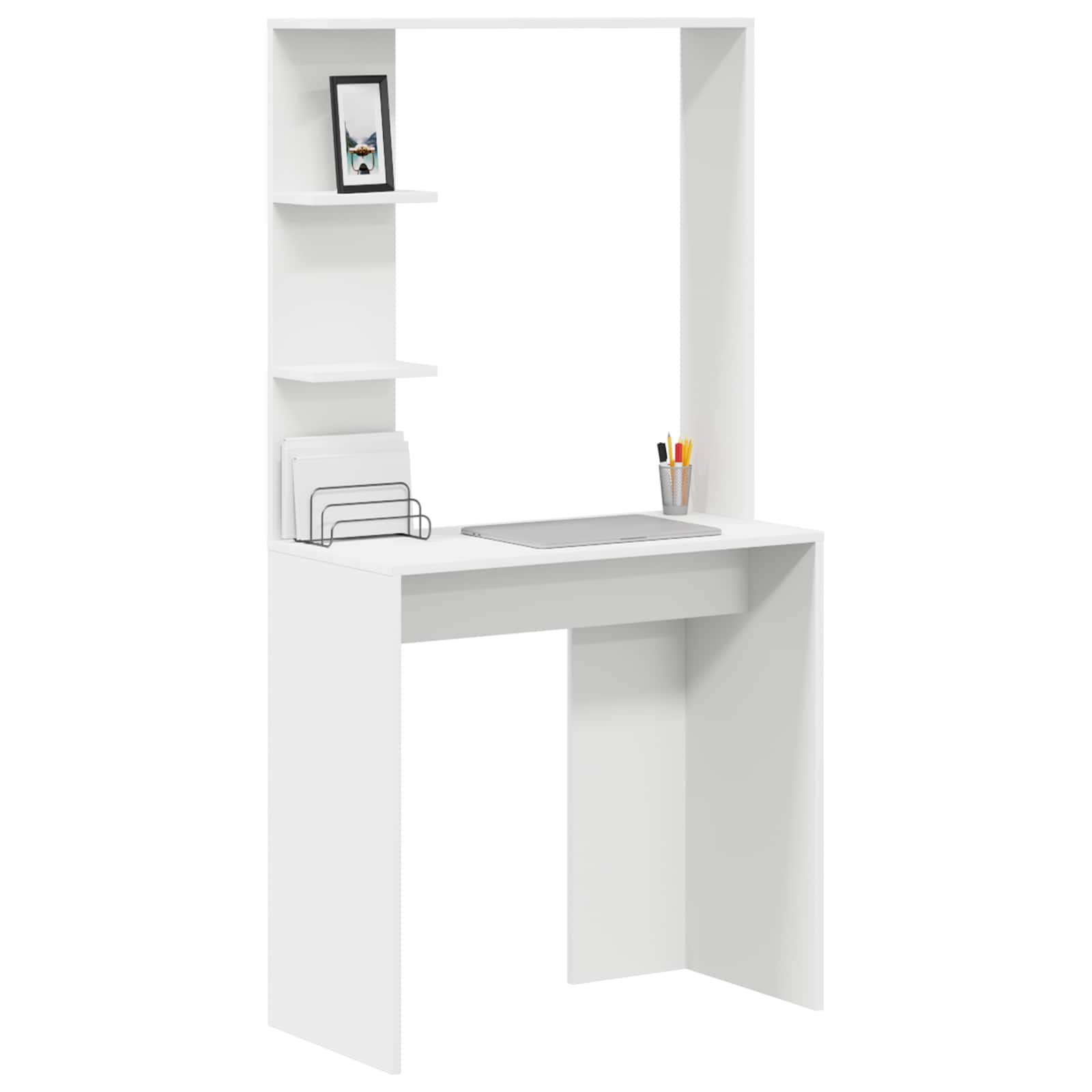 Stol s policom Bijelo 78,5 x 37 x 154,5 cm Konstruirano drvo