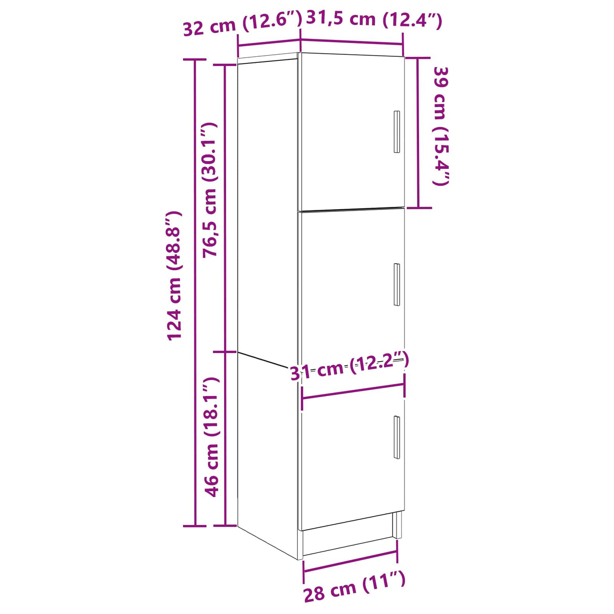 Highboard Bijelo 31.5 x 32 x 122.5 cm