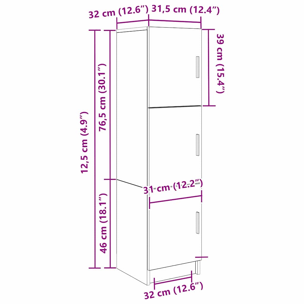 Highboard Siva Sonoma 31.5 x 32 x 122.5 cm
