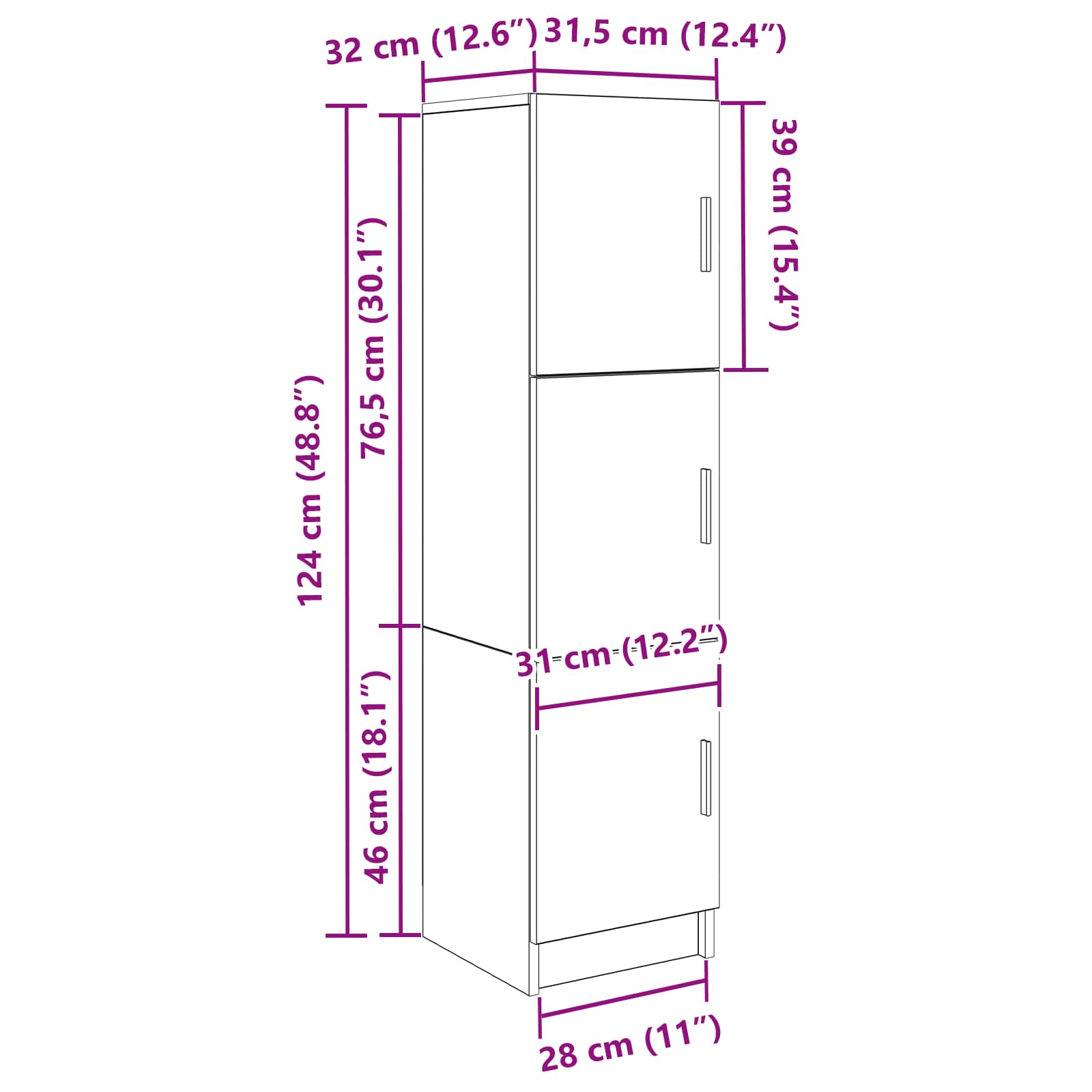Highboard Staro drvo 31.5 x 32 x 122.5 cm