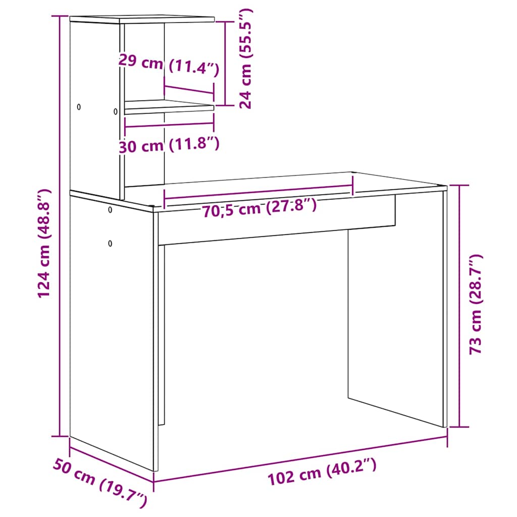 Stol Betonski sivi 102 x 50 x 124 cm Konstruirano drvo