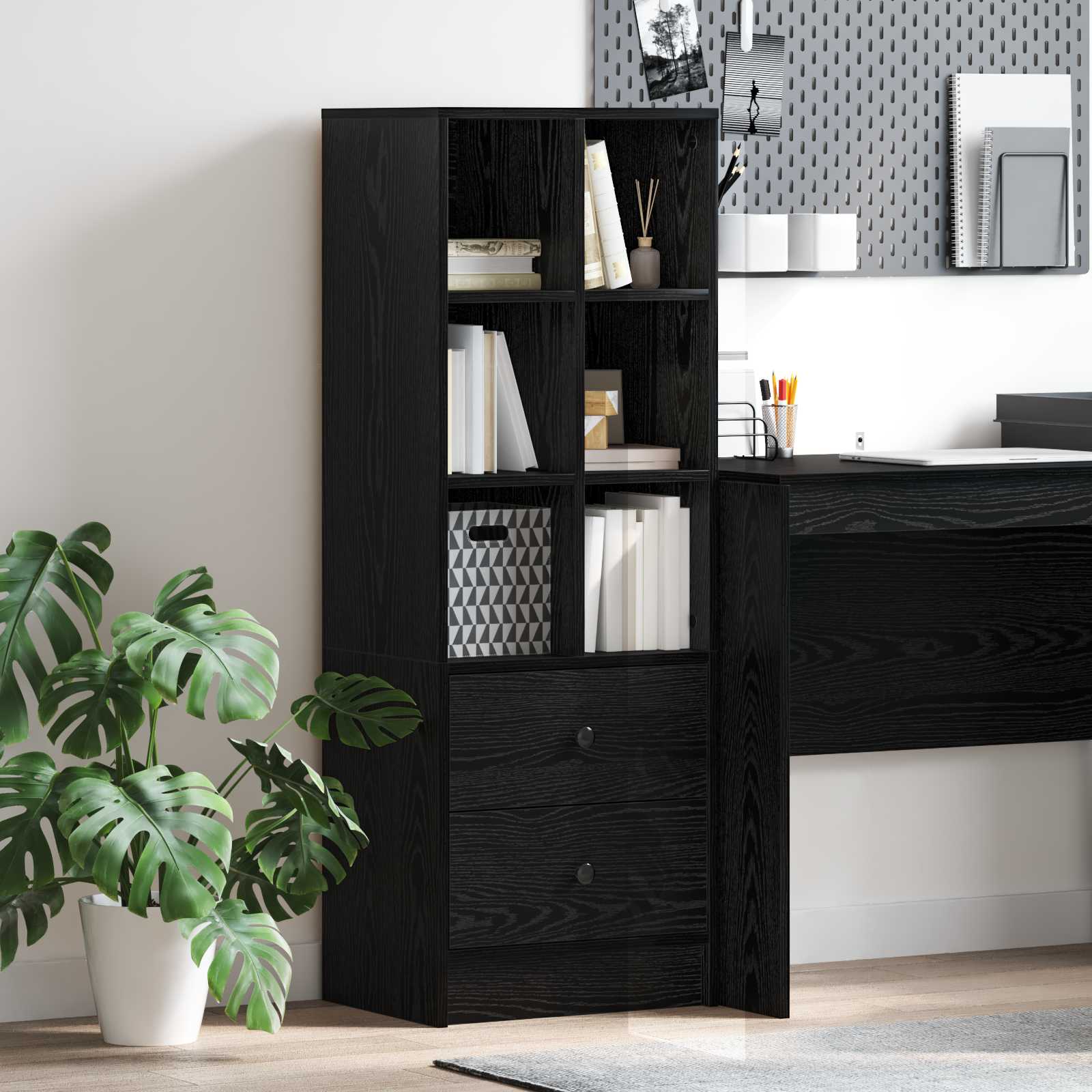Highboard s ladicama Crni hrast 45,5 x 34 x 127 cm