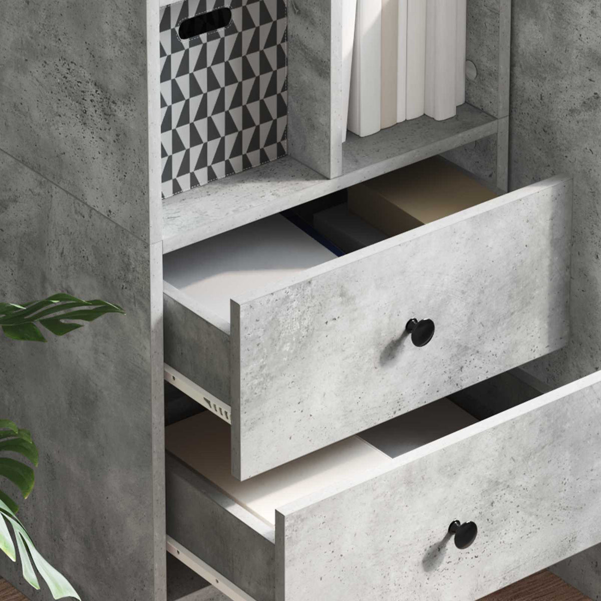 Highboard s ladicama Betonski sivi 45,5 x 34 x 127 cm