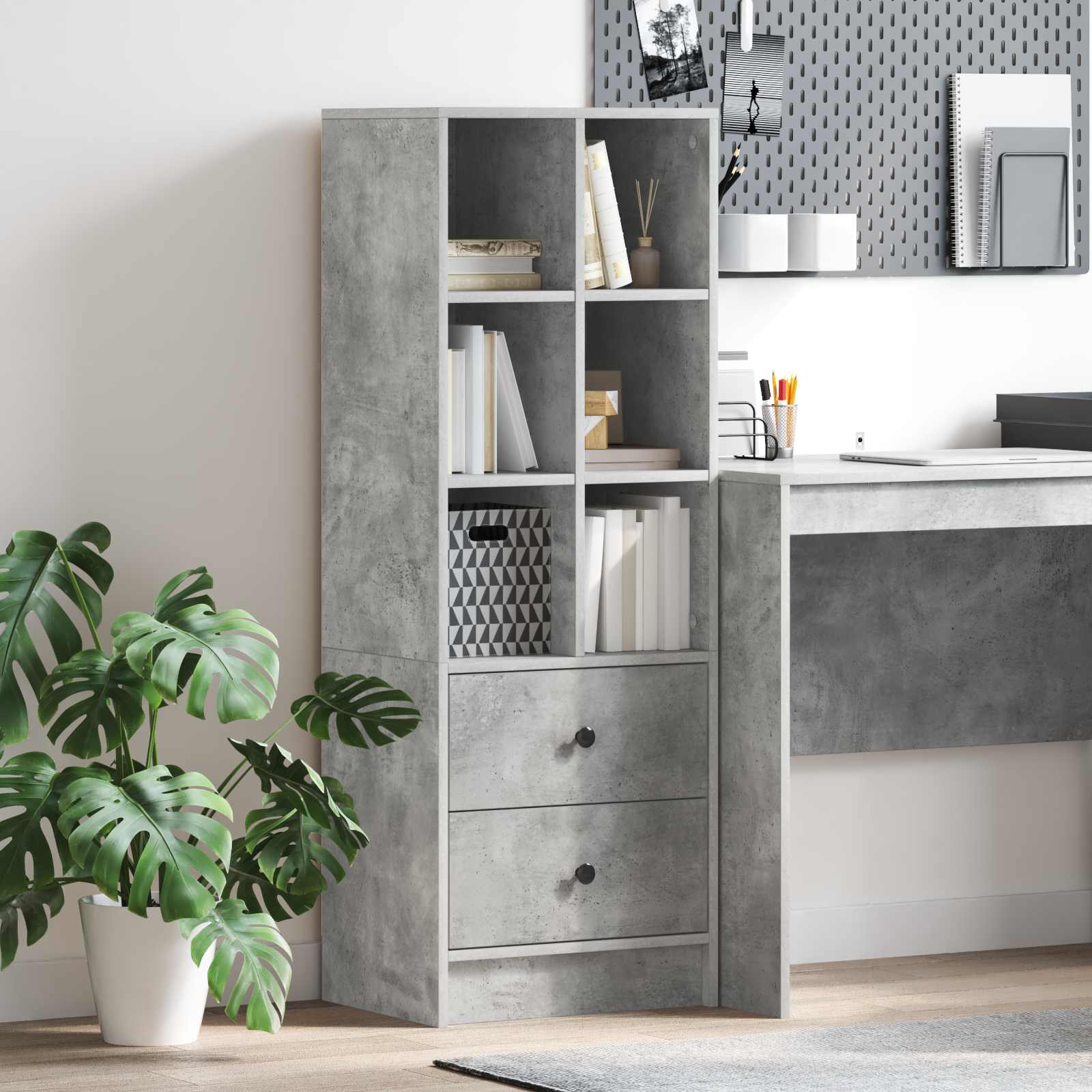 Highboard s ladicama Betonski sivi 45,5 x 34 x 127 cm