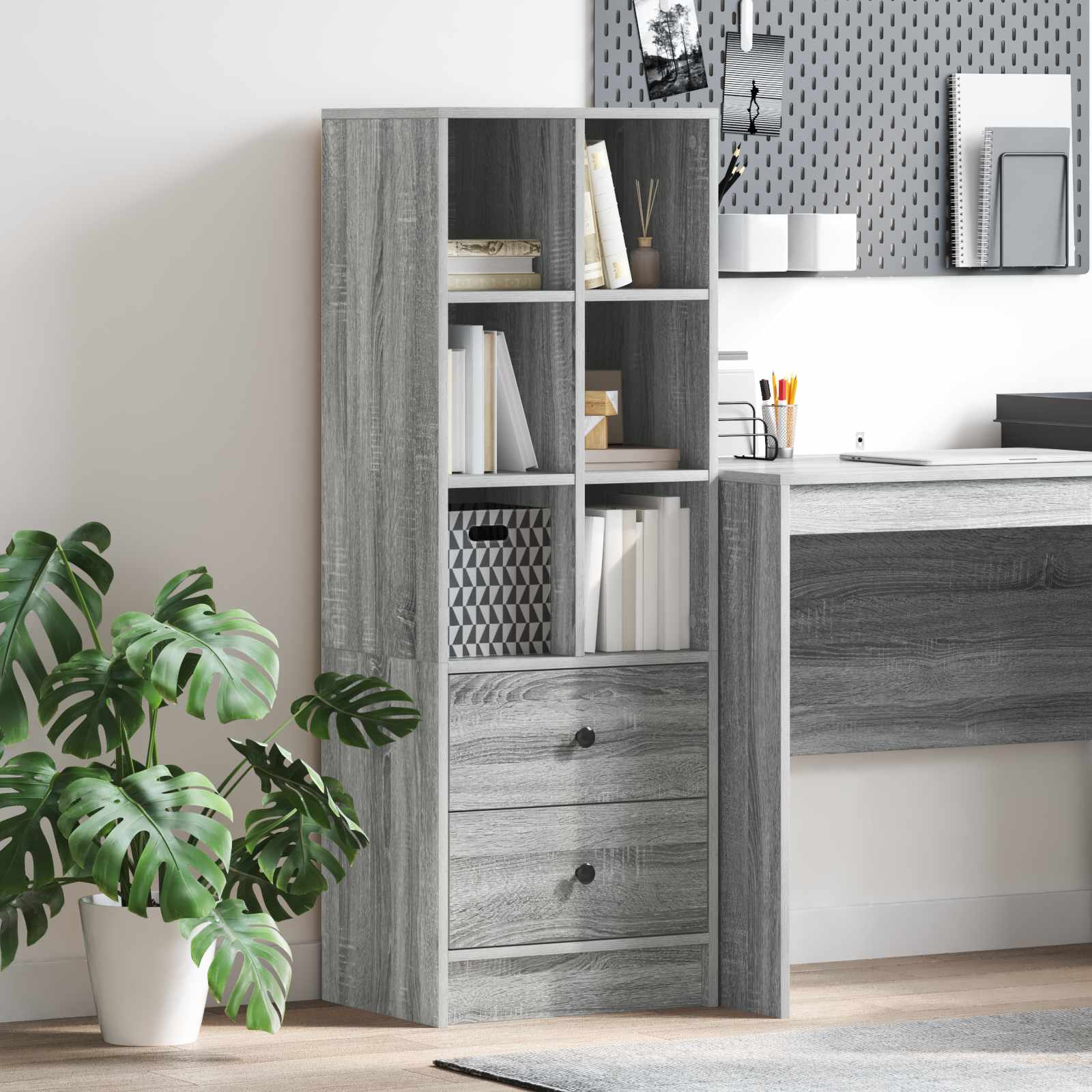 Highboard s ladicama Siva Sonoma 45,5 x 34 x 127 cm